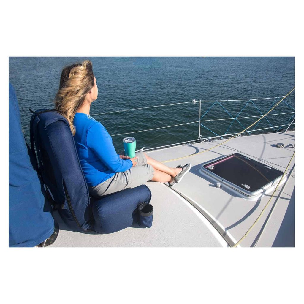 WEST MARINE High-Back Portable Seat with Armrests & Pockets, UV-Resistant, Water-Repellent Fabric