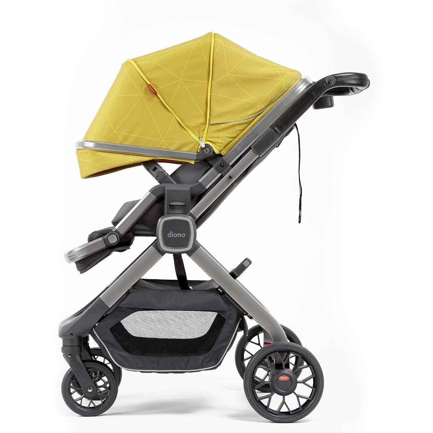 Diono Quantum2 3-in-1 Multi-Mode-Roller für Baby, Infant, Kleinkind-Roller, Autositz Kompatibel, Adapter Included, Compact Fold, XL Storage Basket, Yellow Sulphur