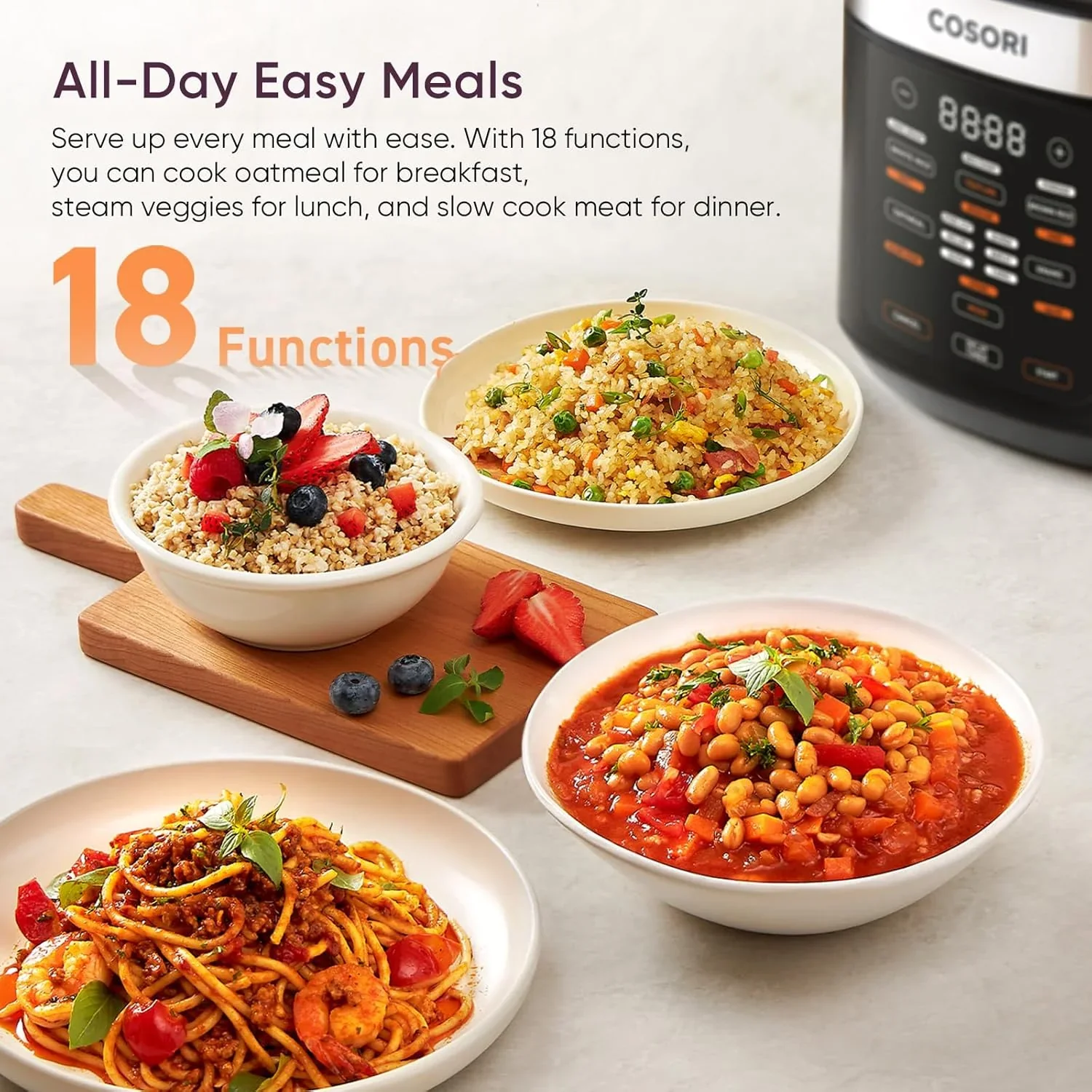 COSORI Rice Cooker 10 Cup 24h Keep Warm 18 Functions Fuzzy Logic Rice Maker