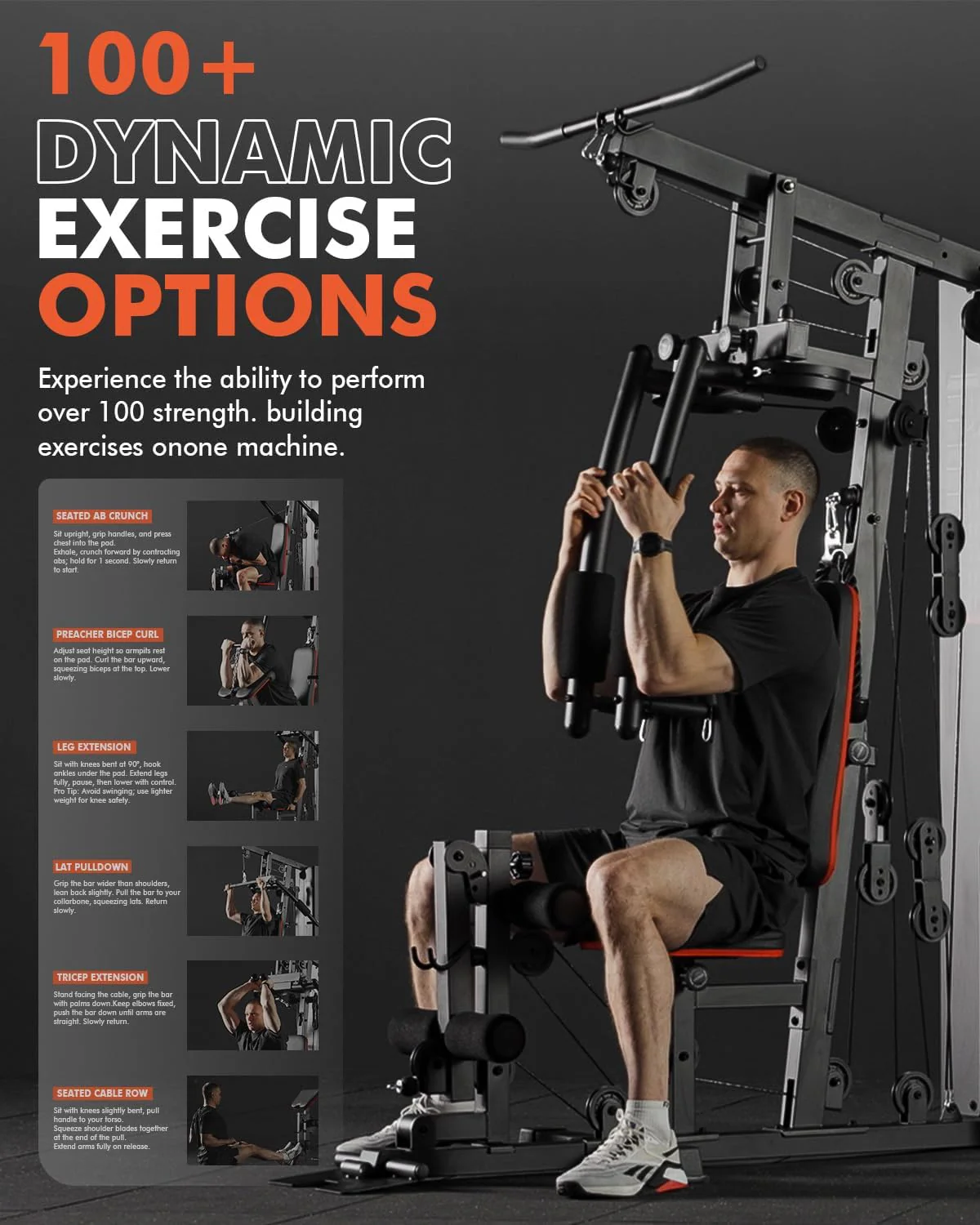 Mikolo Home Gym, Workout Station with 150LBS Weight Stack, Multifunctional Home Gym Equipment