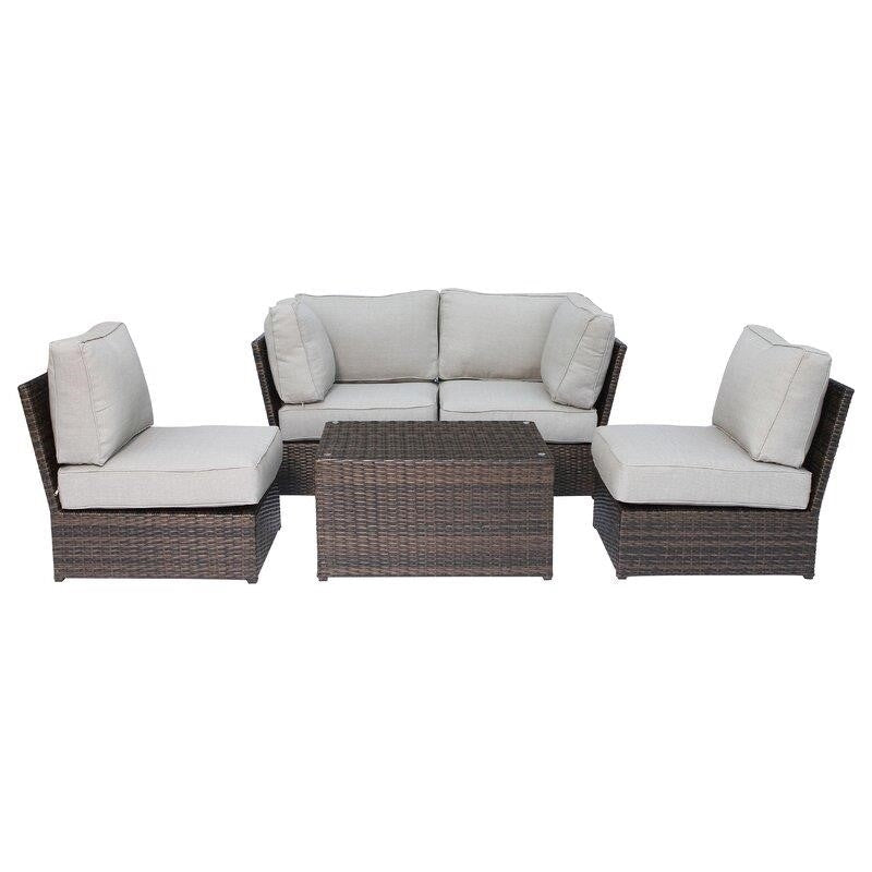Widener Wicker/Rattan 4 - Person Seating Group with Cushions