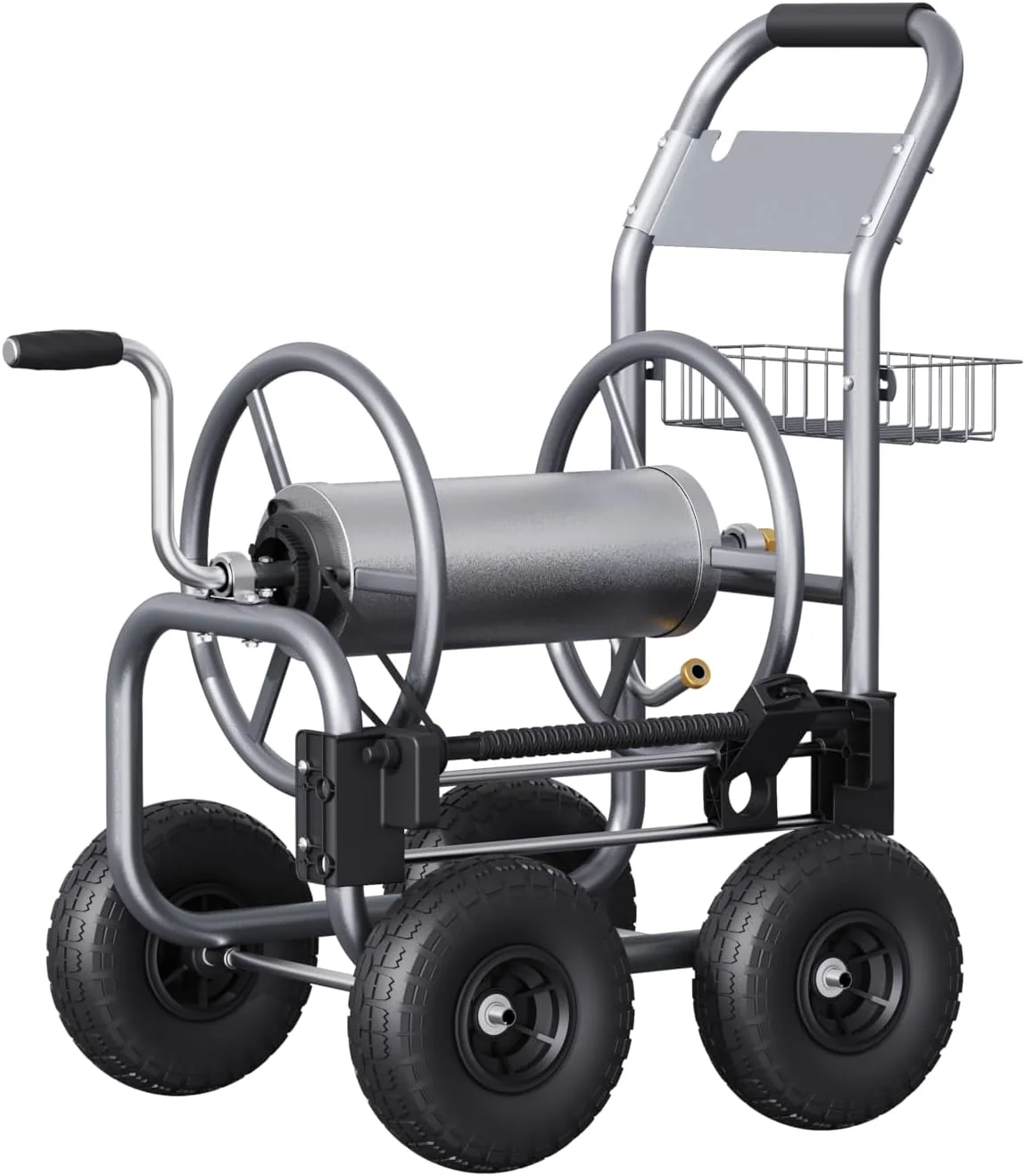 Hose Reel Cart, Hose Cart with Wheels Heavy Duty, Industrial Hose Reels for Outside, 250-Feet of 5/8" Hose Capacity, Hose Guide Pre-Installed